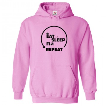 Eat Sleep Fix Repeat Kids and Adults Hoodie for Builder Cartoon Lovers